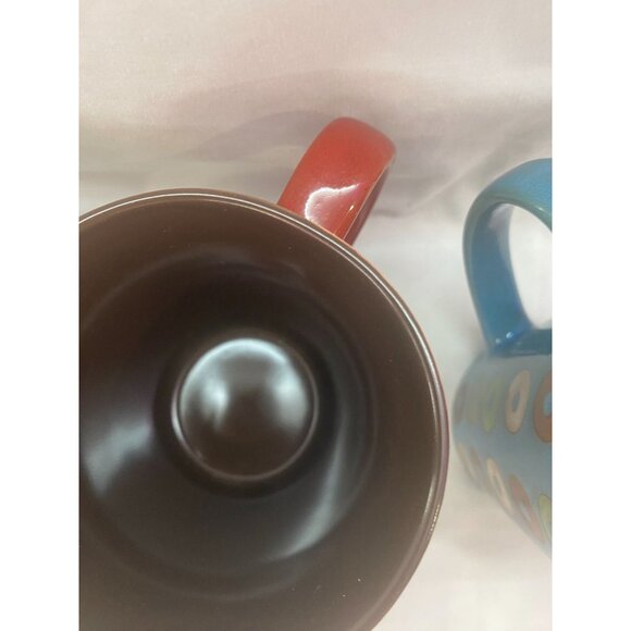 Mr. Coffee Set of 3 Coffee Coupa Mugs, Teal Blue, Tan, Red, with Donuts - Picture 3 of 3